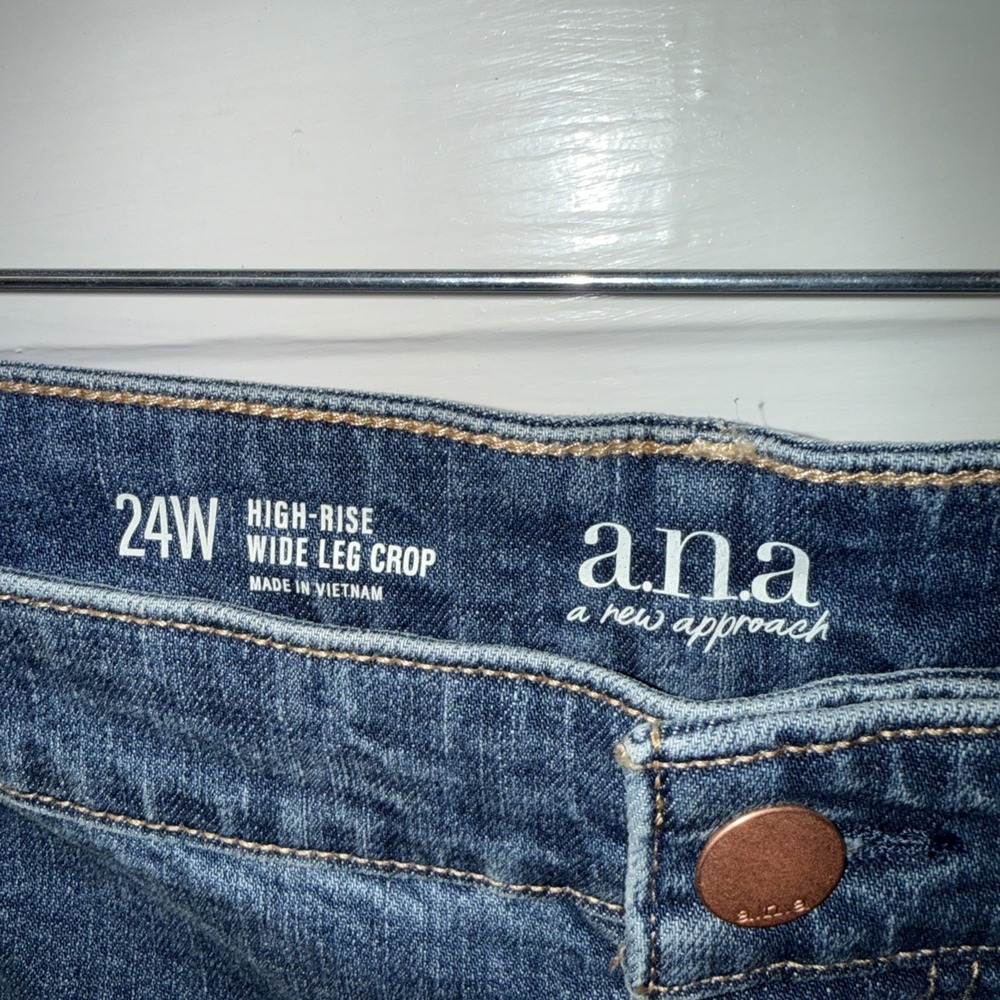 High Rise Jeans Wide Leg Crop Womens 24W Button Fly a.n.a Brand - Picture 3 of 12